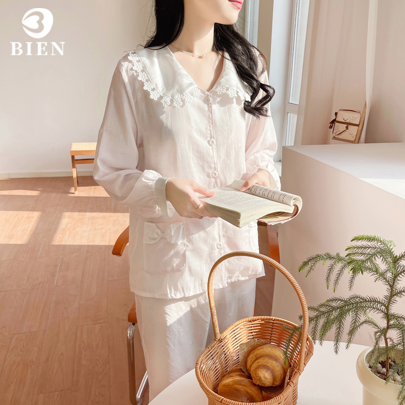 BIEN睡衣女春秋季甜美可爱公主风家居服轻薄透气棉绸套装2025新款