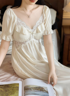 高级感睡裙女夏款短袖裙冰丝性感家居服2025年新款睡衣甜美纯欲风