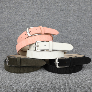 推荐日系女士翻毛真皮高尔夫皮带 休闲反绒牛皮大童golf高球腰带