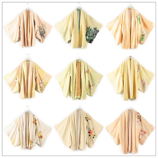 vintage古着孤品风水墨正绢和服