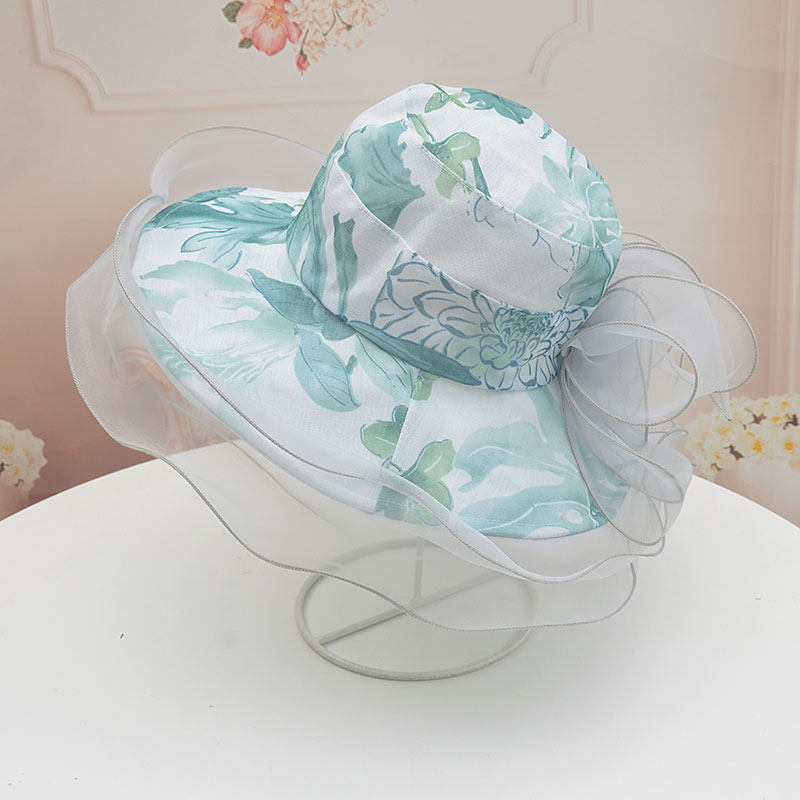 凉帽女太阳帽遮阳帽子可折叠防晒沙滩帽春夏天优雅布帽海边棉麻