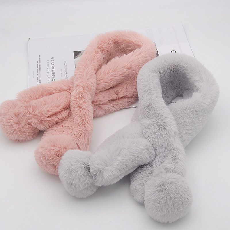 儿童毛绒围巾女球球仿皮草围脖毛毛绒加厚韩国秋冬可爱女孩亲子