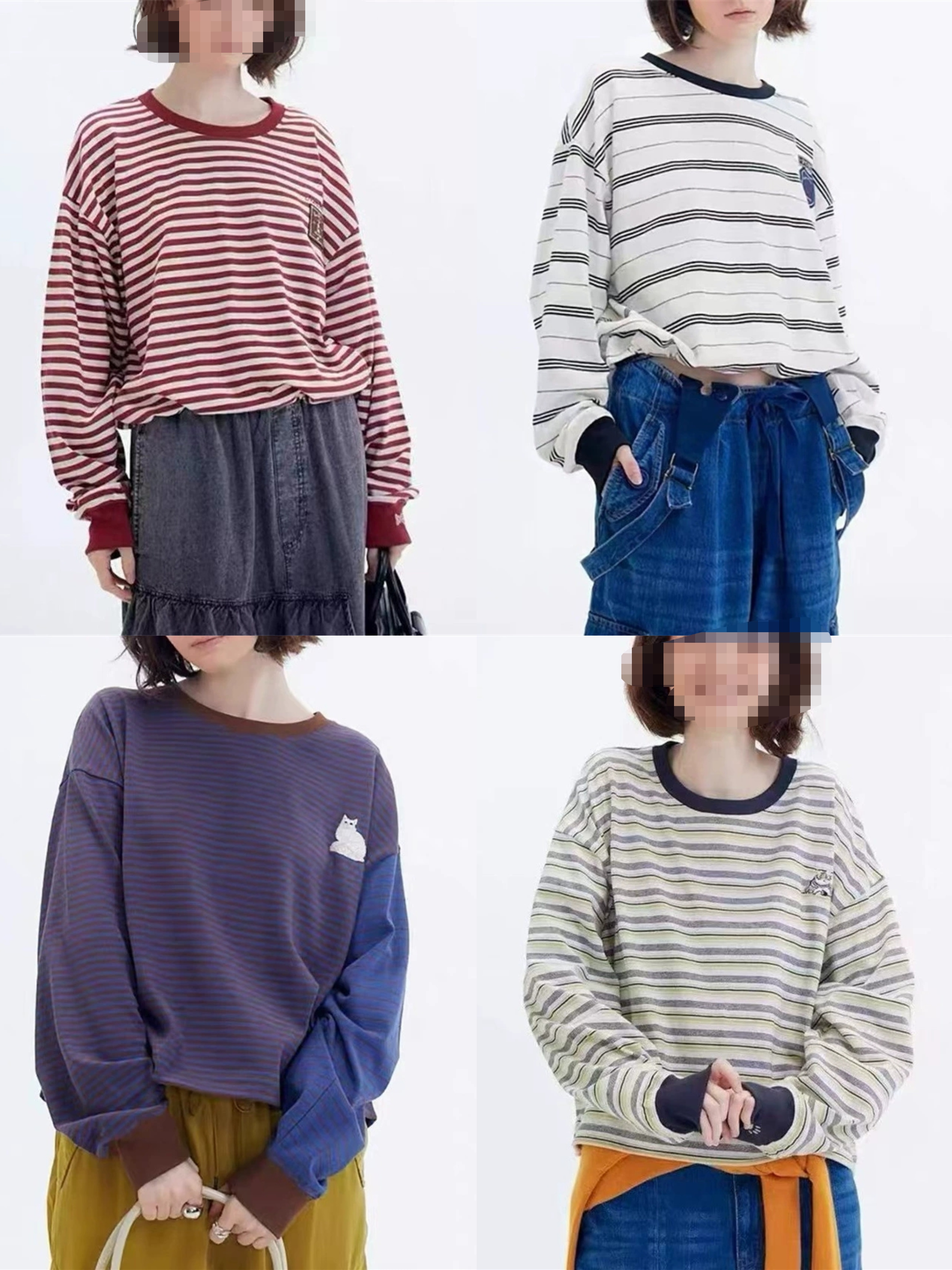 日系2025秋冬新款圆领打底衫女士