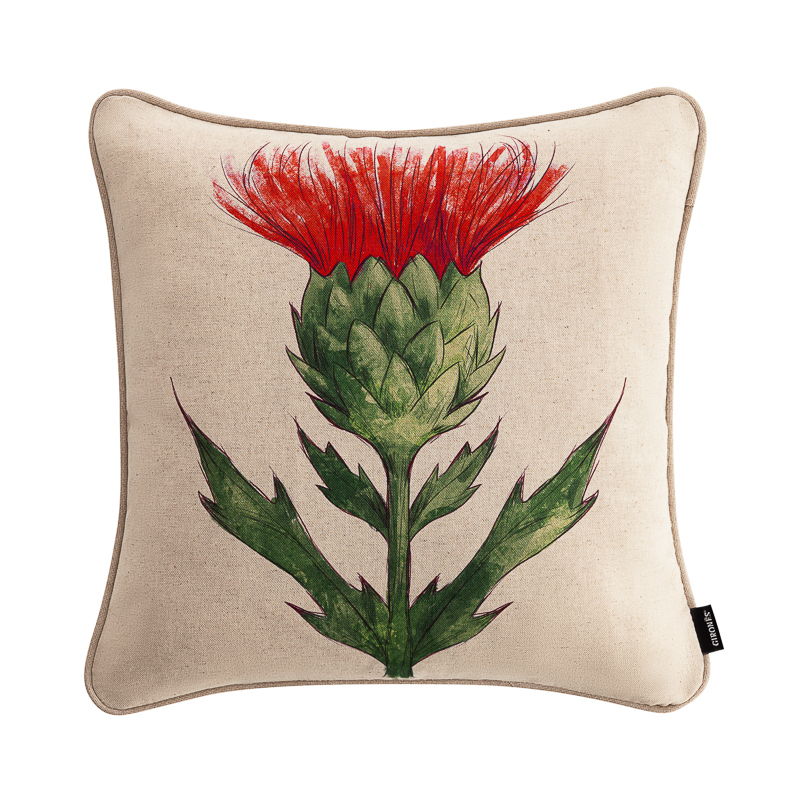 西班牙进口植物印花卷边方形抱枕