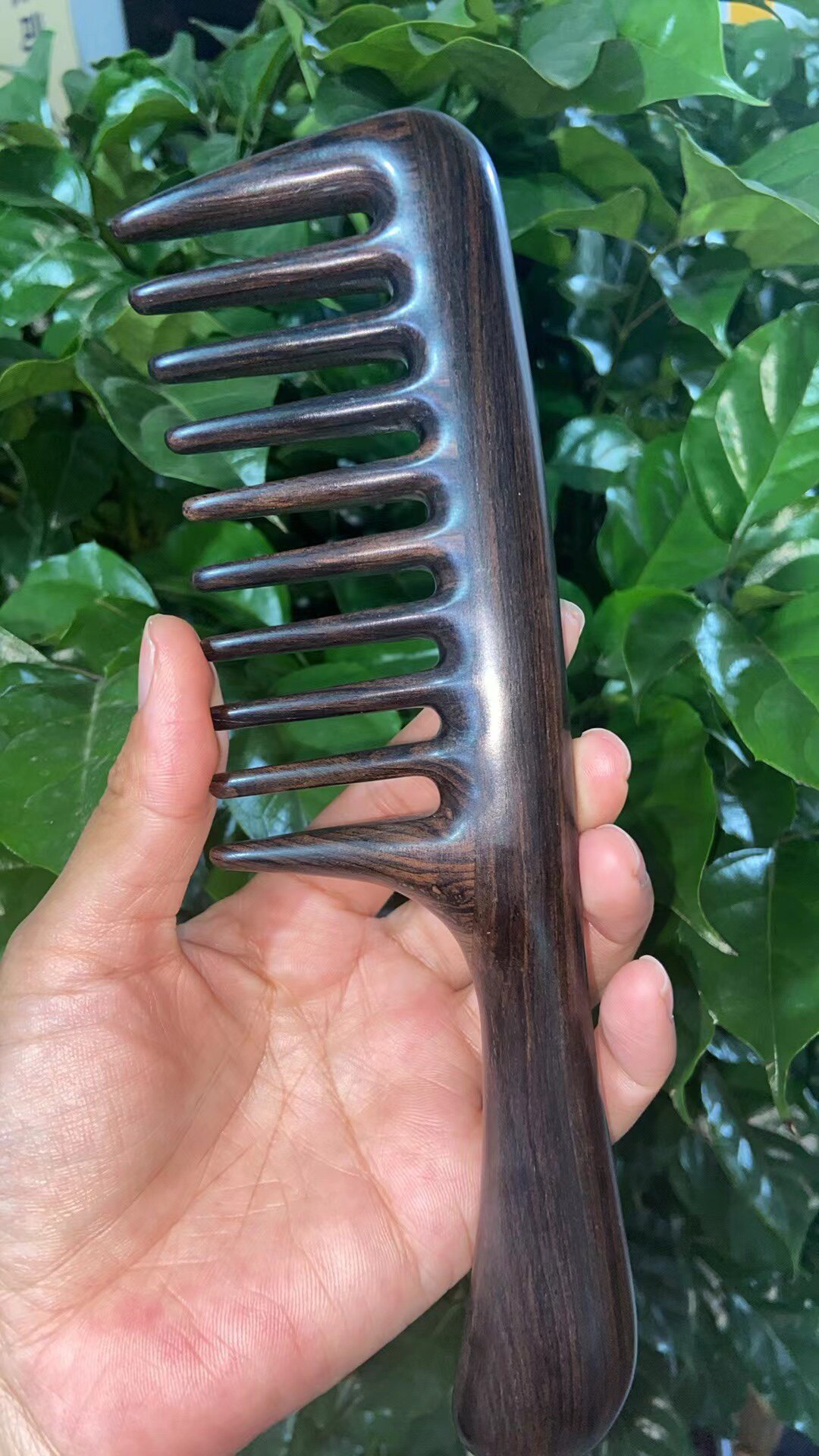 紫光檀大宽齿檀木梳卷发用头部按摩刮经络梳拼接牢固耐用送礼女友