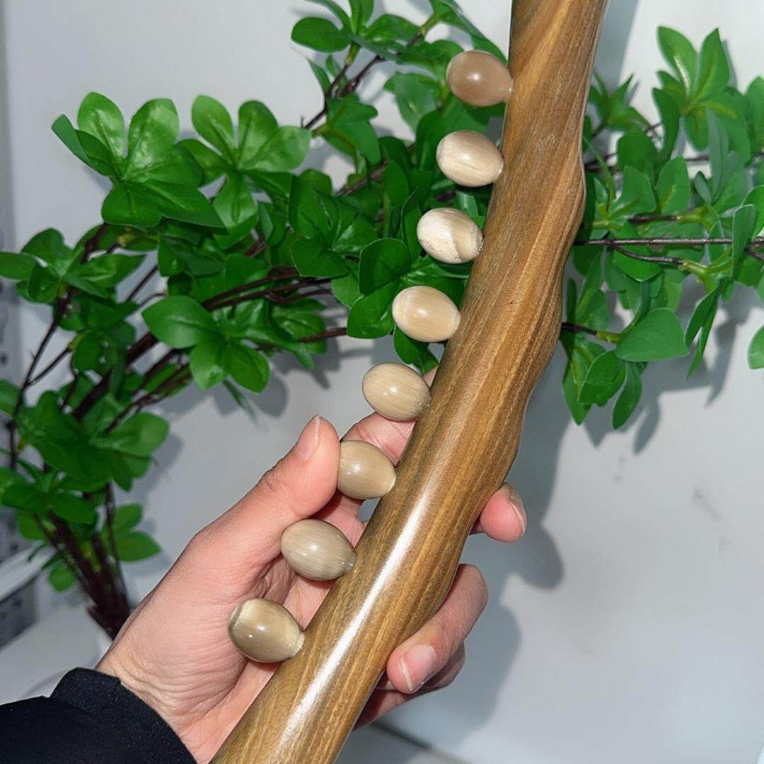 紫光檀擀筋棒牦牛角8珠大珠子擀后背肚子腿部肩颈揉腹疏通绿檀木