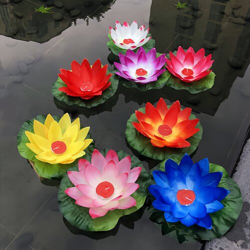 鼎承绸布蜡烛明火荷花莲花灯
