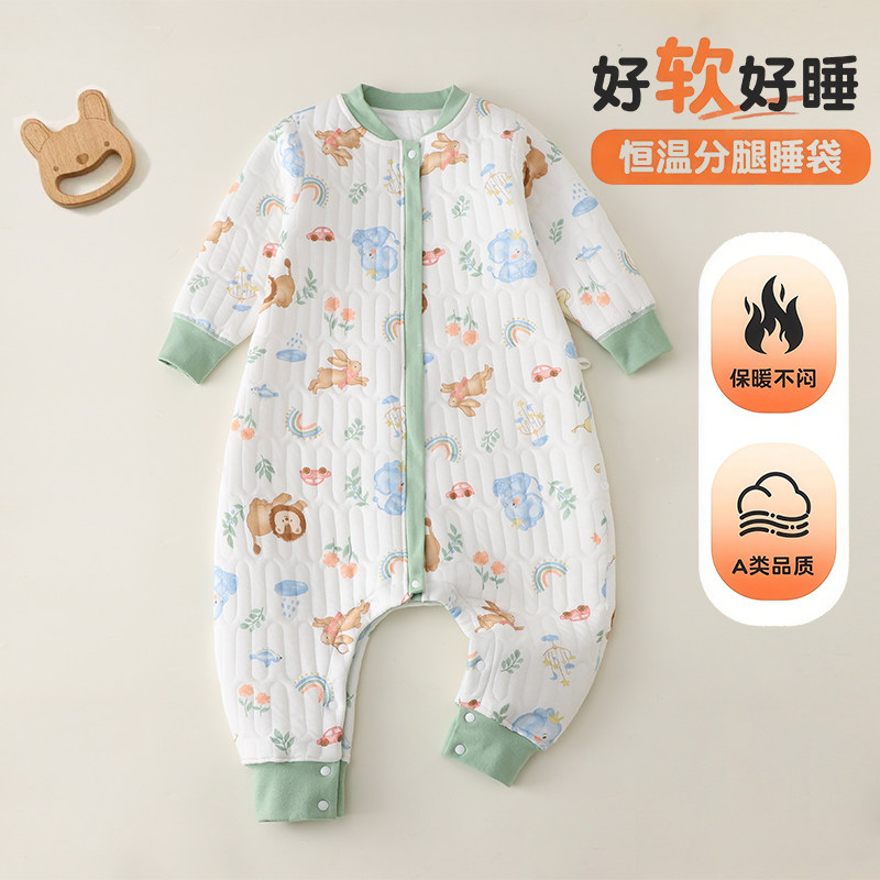婴儿睡袋秋冬款加厚连体睡衣