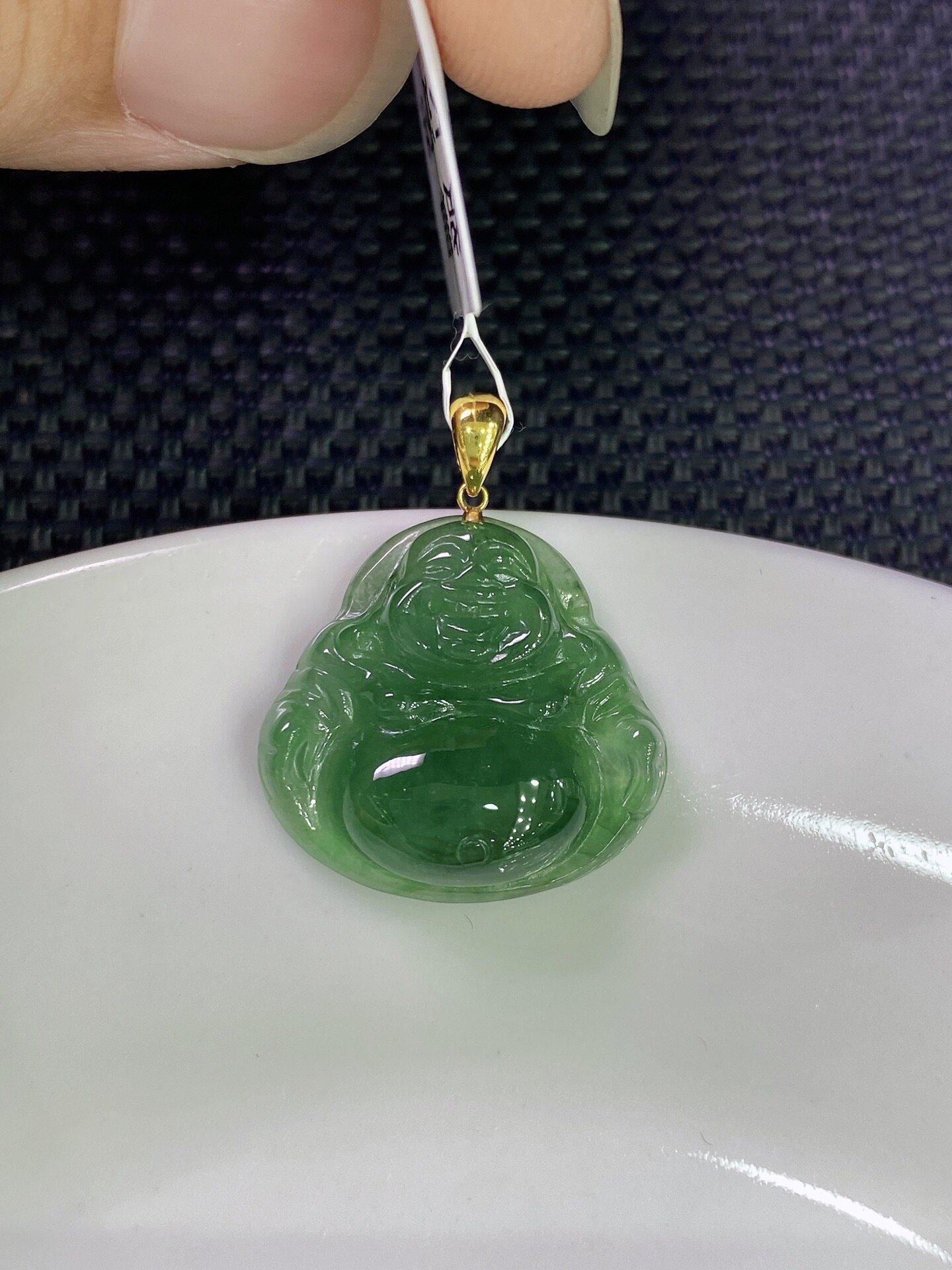 翡翠批发天然A货冰种满绿阳绿佛公吊坠玉坠挂件缅料蓝水弥勒佛玉