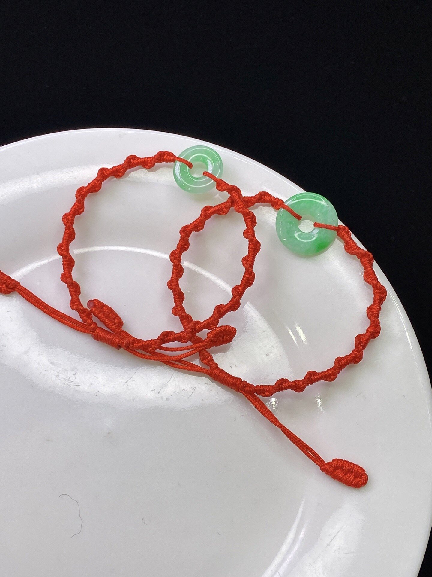 翡翠批发天然a货翡翠手绳手链阳绿满色平安扣平安环情侣对亲子对