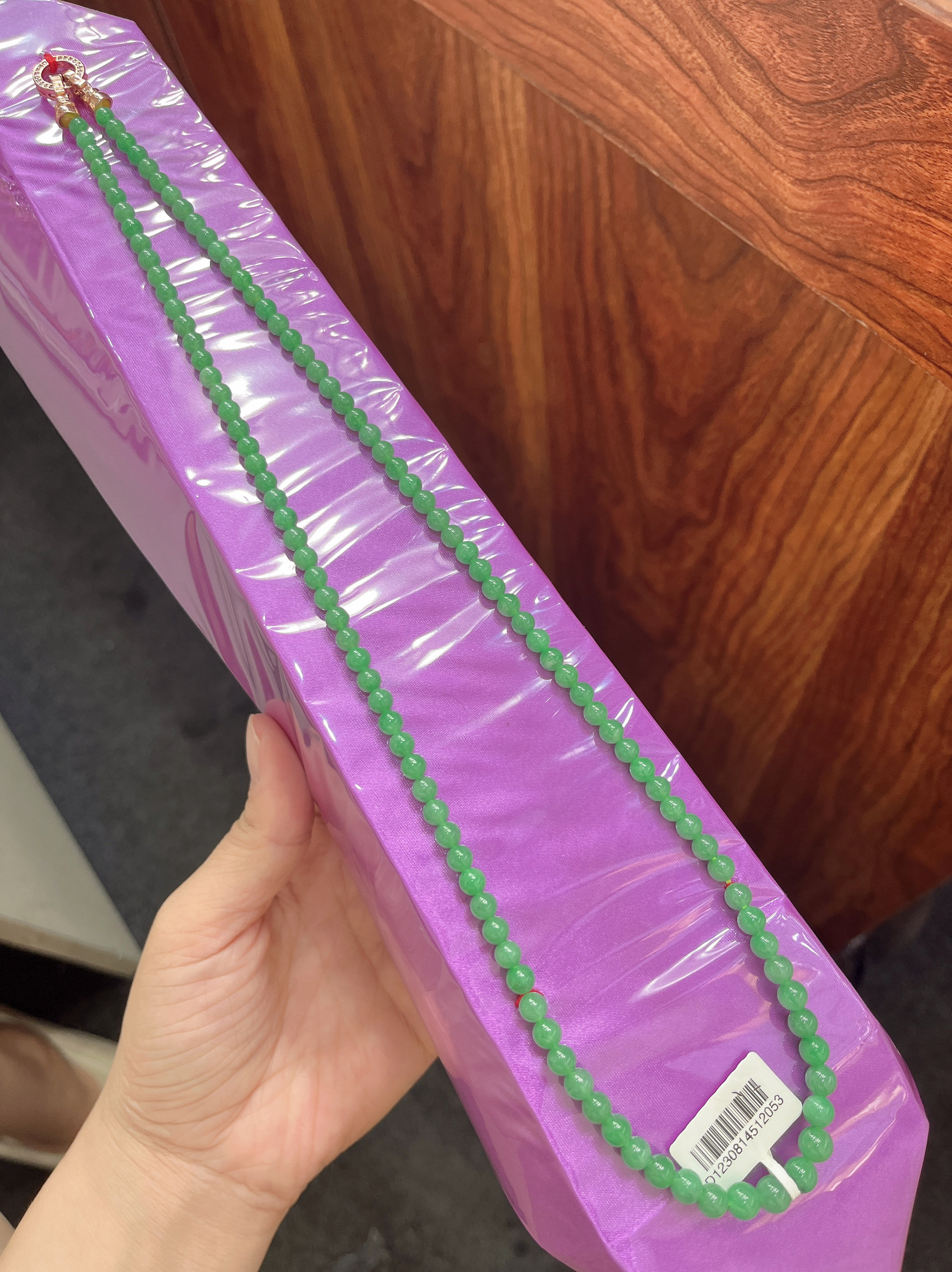 缅甸正品A货冰种满阳绿冰果绿小米珠链圆珠项链佛珠108塔链玉项链
