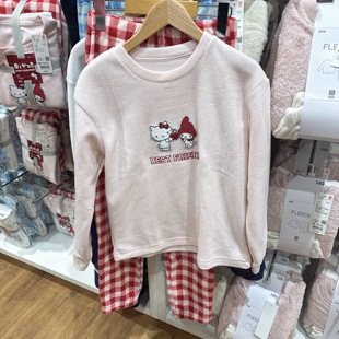 日本 优衣库 本土 摇粒绒女童 冬季卡通图案保暖 家居套装 480280