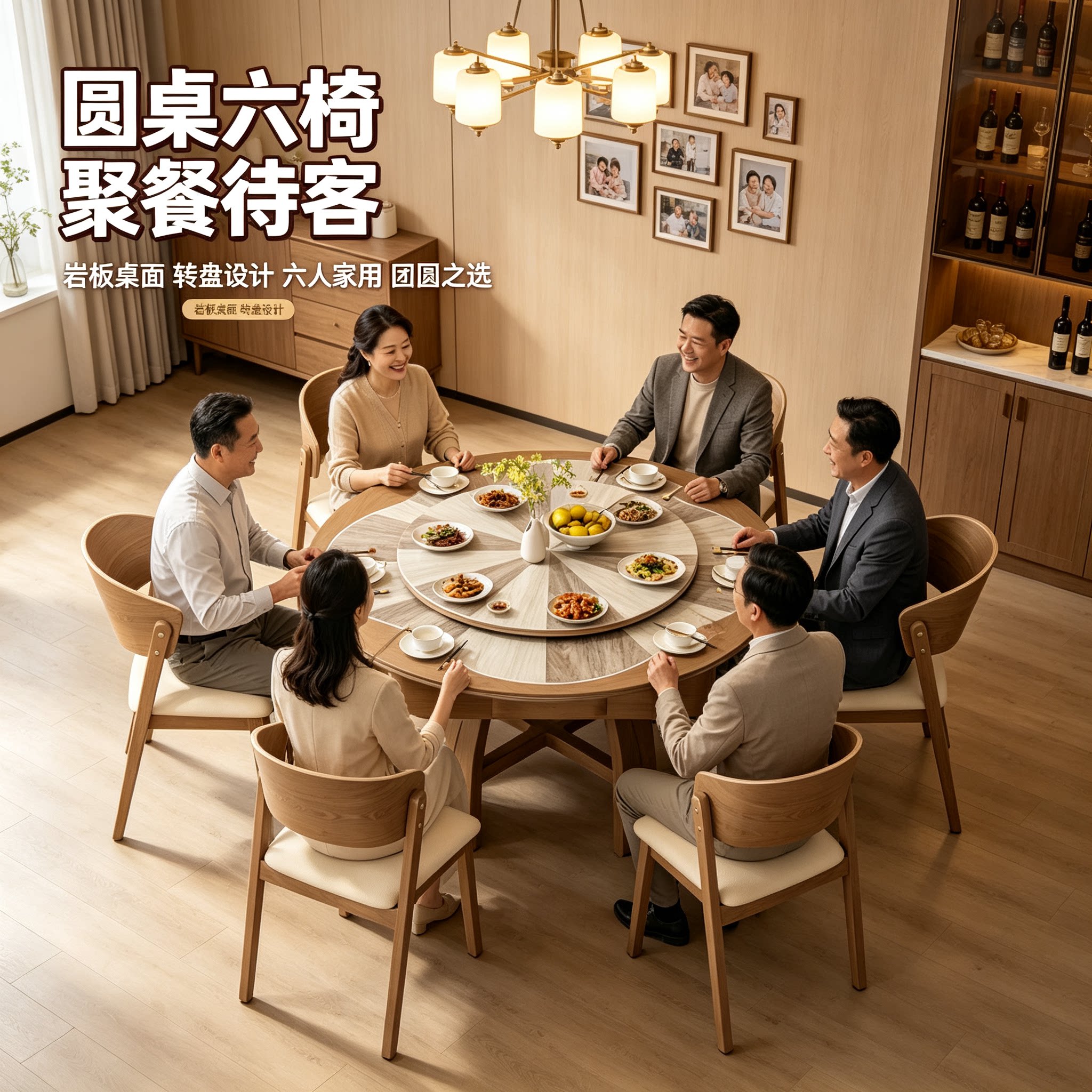 中古风实木圆桌自动麻将机餐麻图片