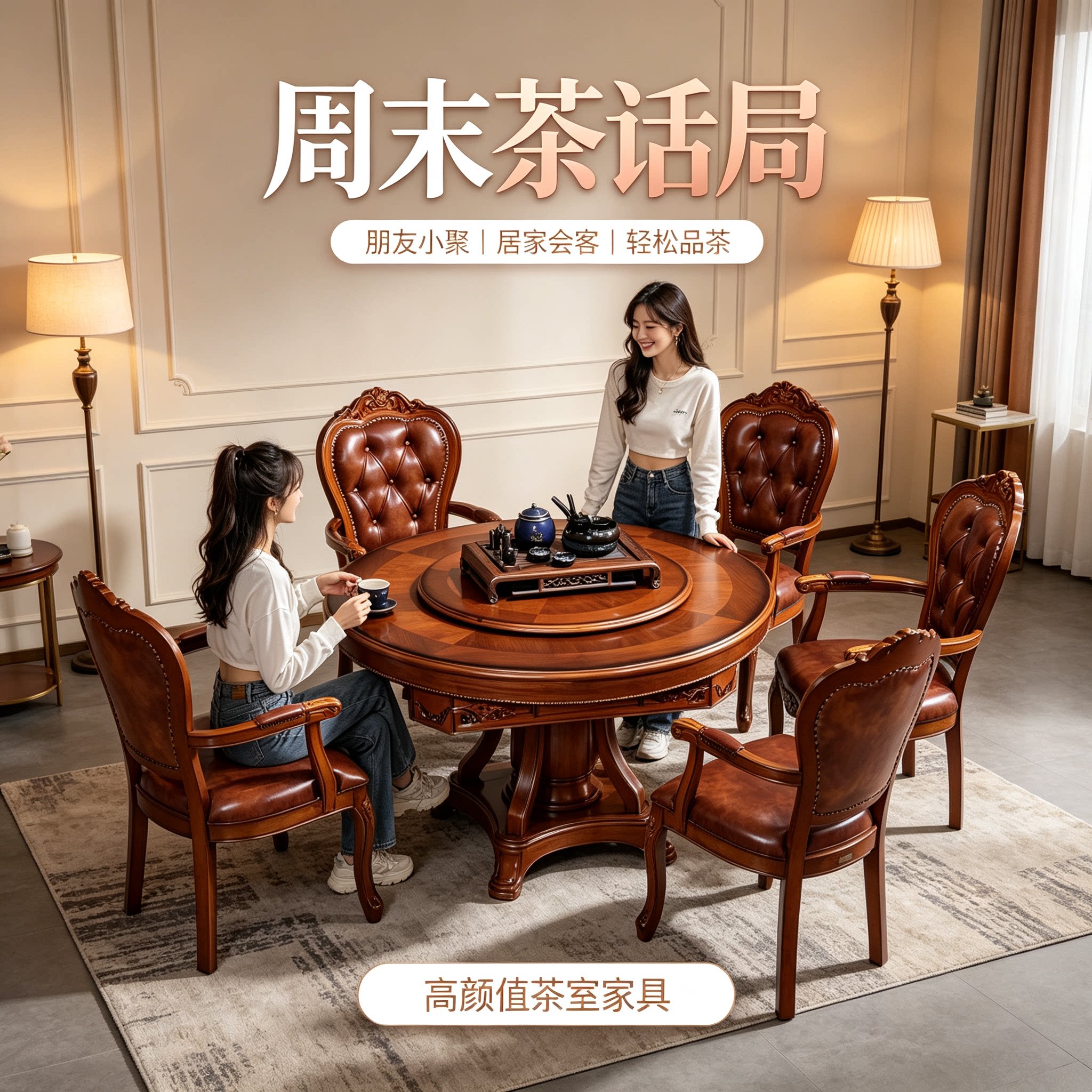 美式实木麻将机全自动家用餐桌两用高档商务静音茶台多功能麻将桌