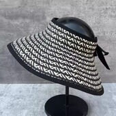 海边度假遮阳帽时尚 大檐可折叠出游防晒空顶帽子女款 2025夏季 草帽