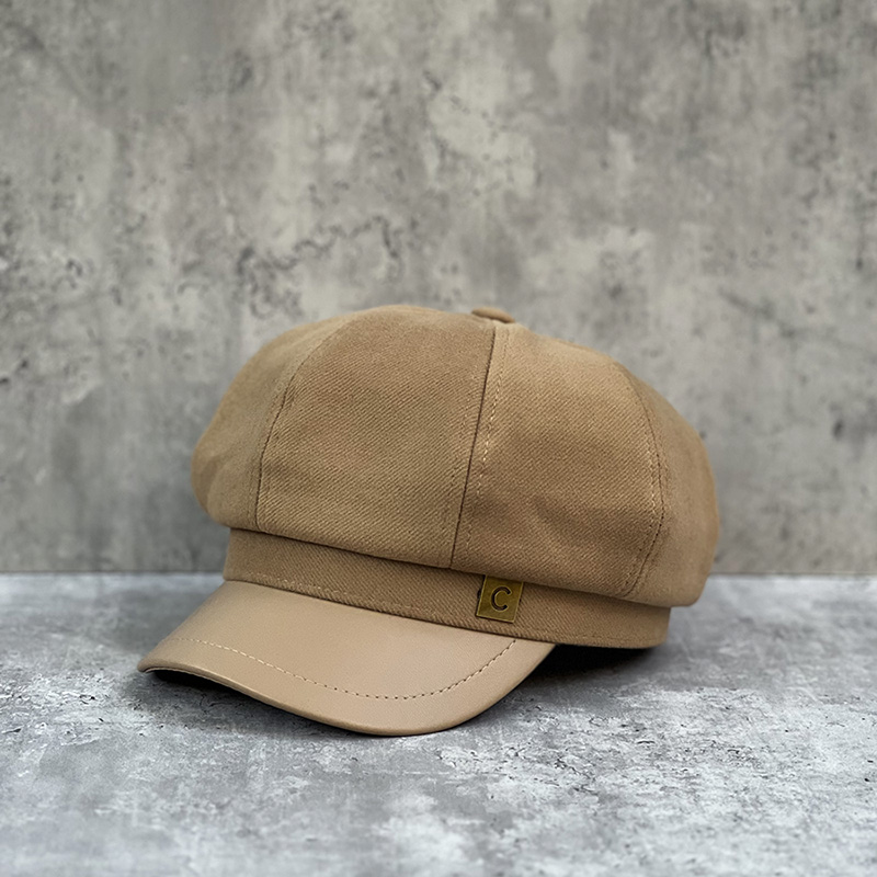 八角帽小香风格女秋冬字母画家帽