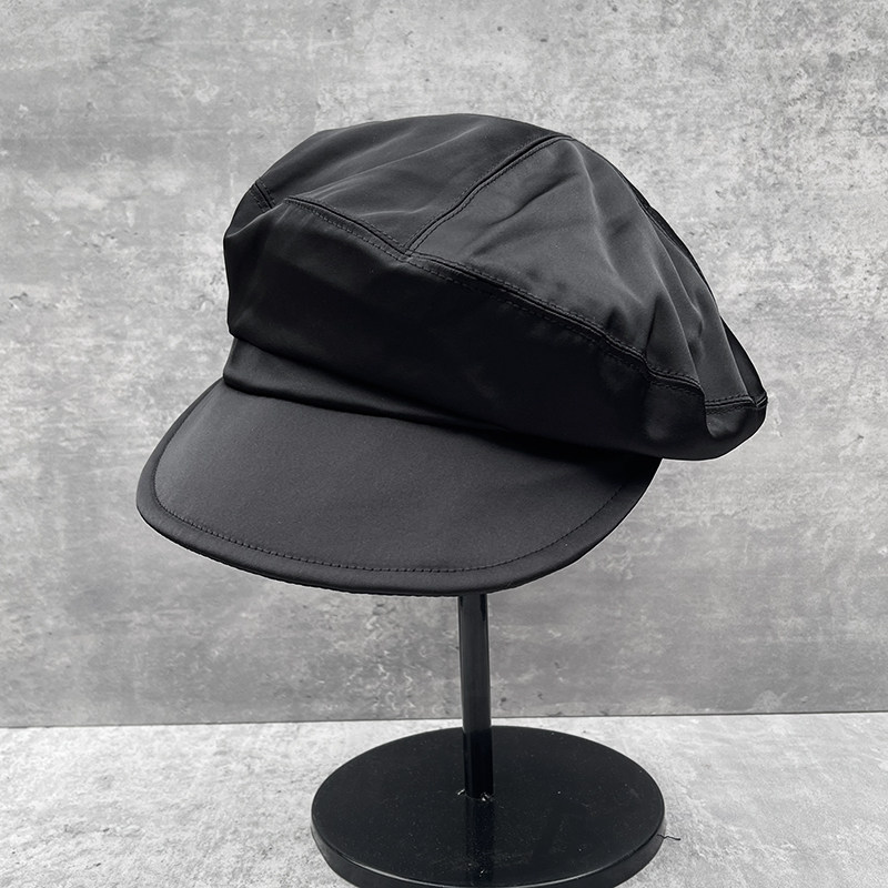 软帽丝光黑色宽松大版云朵贝雷帽子女士夏季薄款百搭韩版鸭舌帽潮