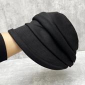 黑色百搭堆堆帽时尚 秋冬季 显脸小盆帽 型巨好渔夫帽子女2024新款 版