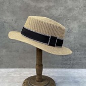 优雅夏季 出游宽檐碎边平顶草帽女防晒沙滩帽休闲复古草编遮阳帽潮