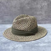 加密三股咸草巴拿马礼帽法式 复古度假草帽女夏天防晒遮阳爵士帽