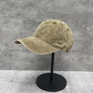大檐软顶鸭舌帽气质 高品质ins风做旧复古水洗牛仔棒球帽男女秋季
