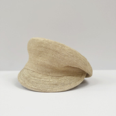 细拉菲草编斜顶马术帽女夏季 镂空透气贝雷帽优雅偏头遮阳鸭舌草帽