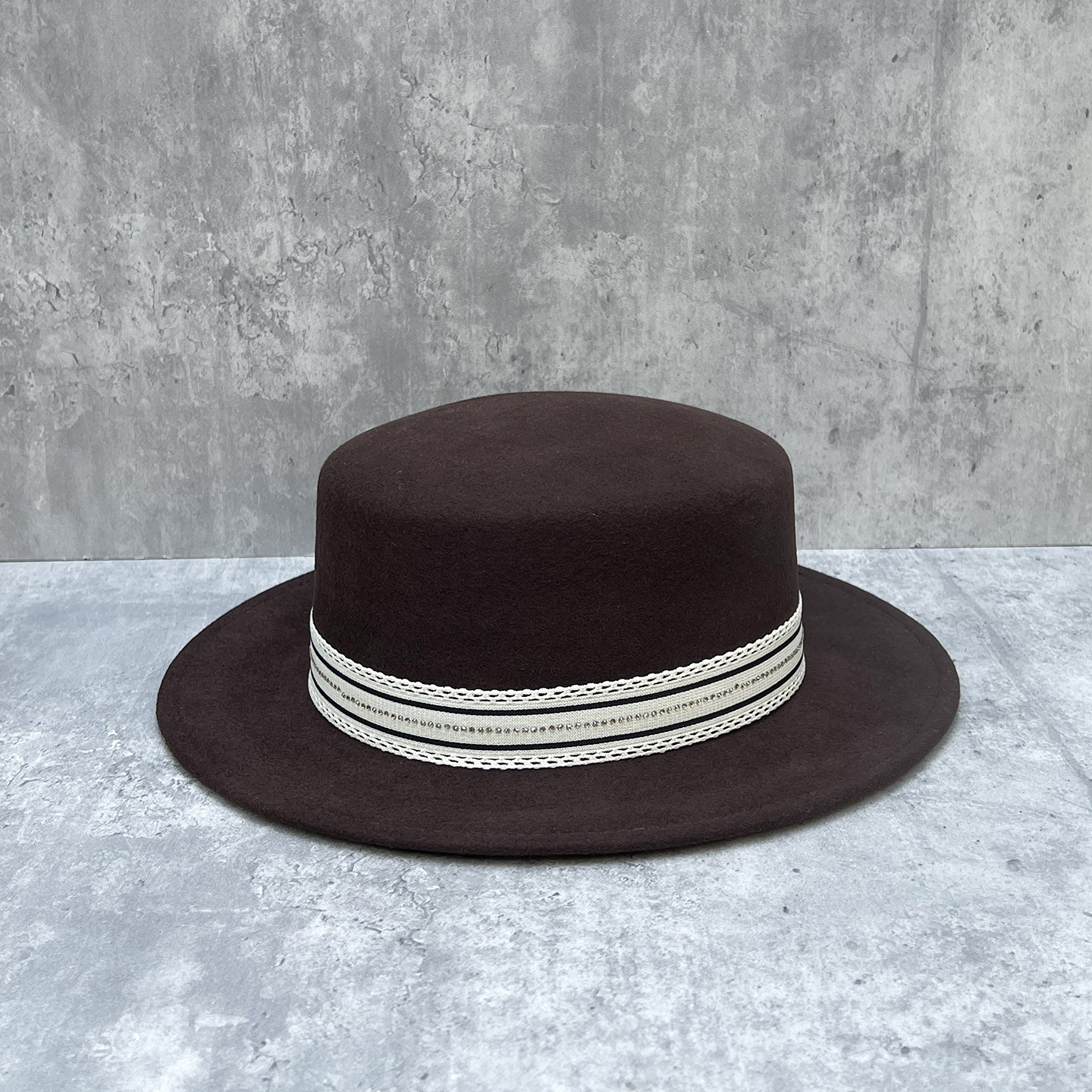 时髦羊毛呢平顶帽子女秋冬季礼帽