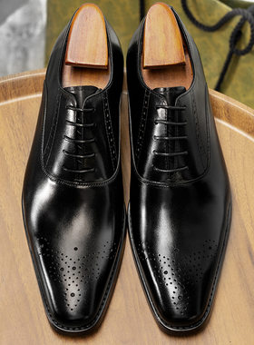 牛津鞋男鞋新款商务布洛克尖头牛皮鞋男休闲鞋shoes men平底舒适