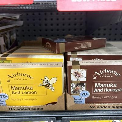 新西兰直邮Airborne 70+浓缩麦卢卡蜂蜜柠檬原味润喉糖含片16粒