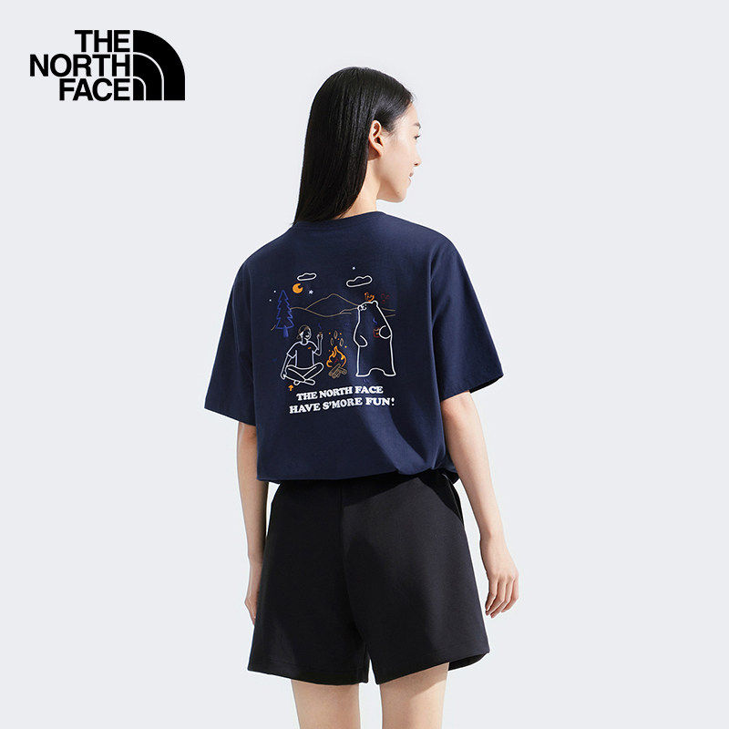 TheNorthFace北面纯棉短袖男女款秋冬季户外印花透气运动T恤8DBV