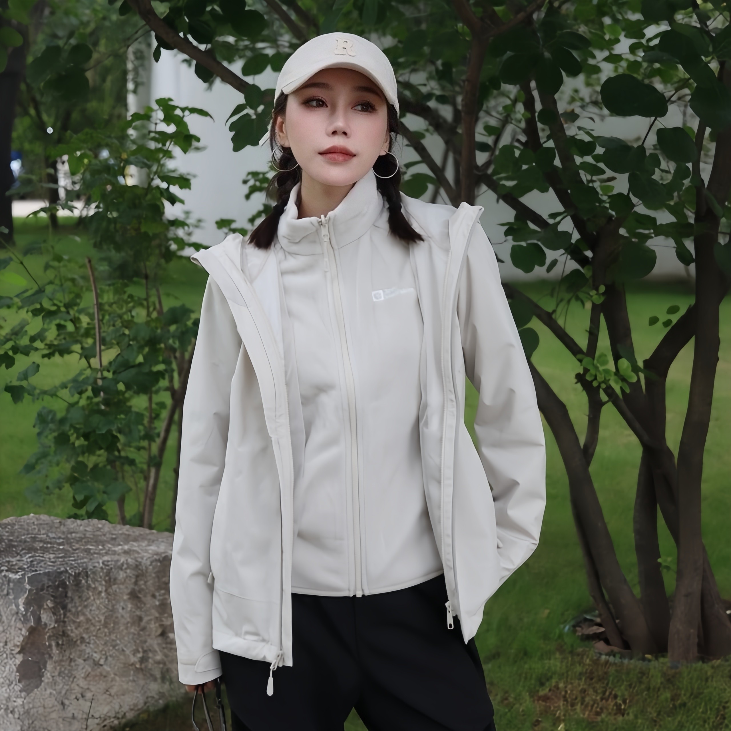 狼爪女抓绒内胆三合一外套