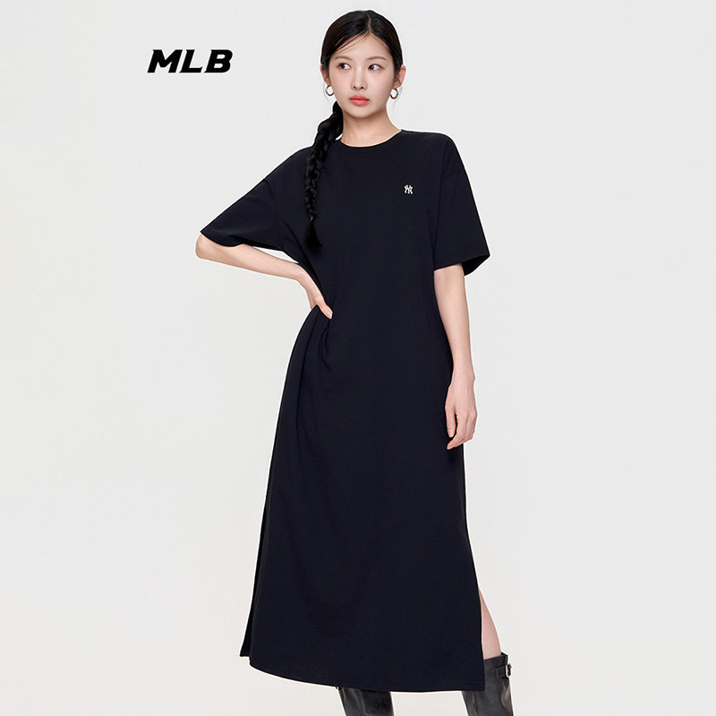 MLB连衣裙女子26春夏新款户外NY小标运动裙休闲长款短袖3FOPB0163