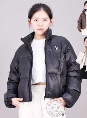 MLB羽绒服女25秋冬新款NY小标短款运动棉羽面包服外套3FDJB2056