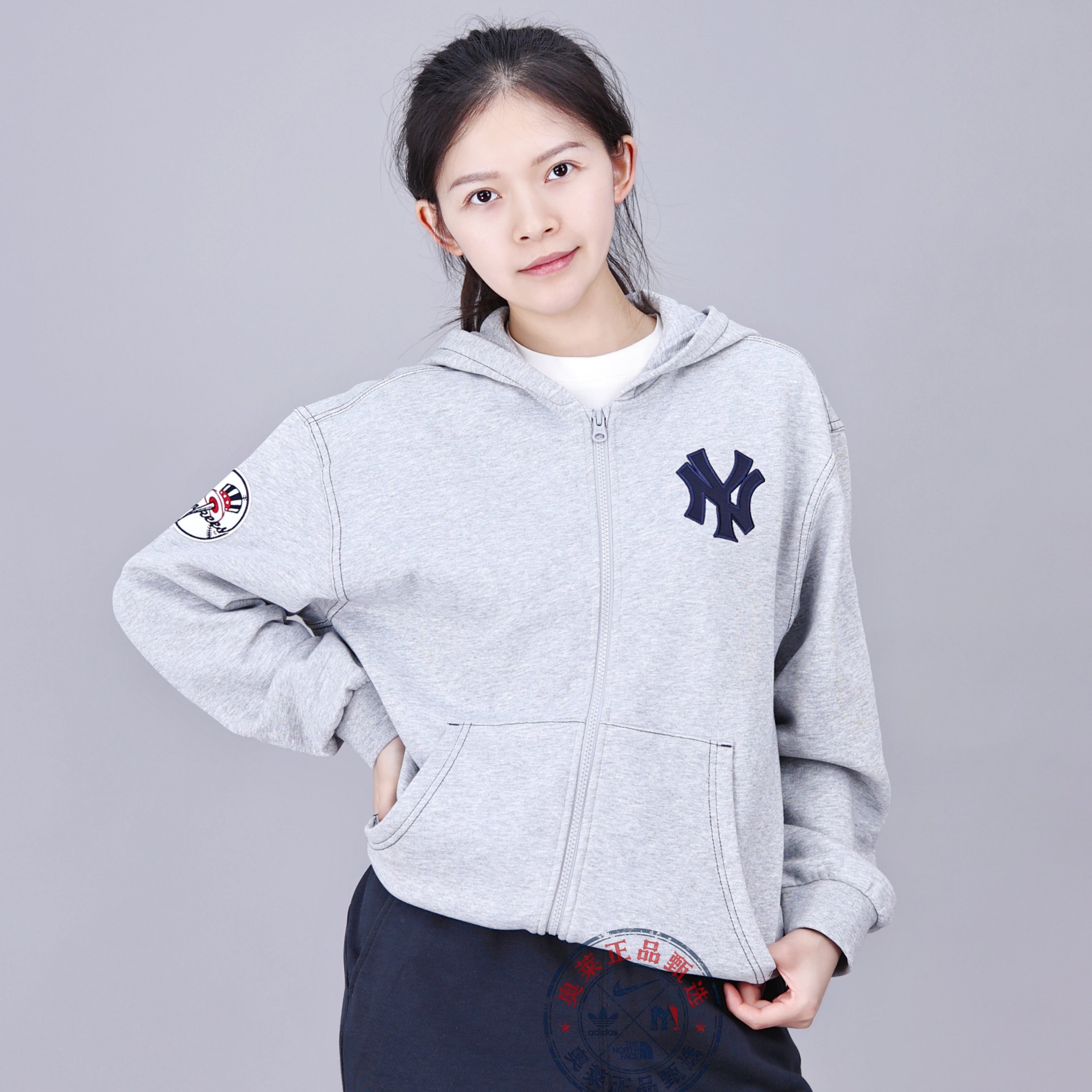 MLB儿童夹克25秋冬新款NY背标男童女童时尚保暖加绒衬衫7AHDB1356