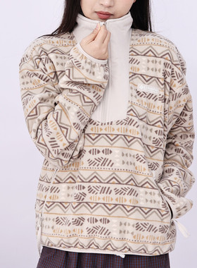 Columbia哥伦比亚抓绒衣女25秋冬新款户外套头半拉链卫衣AR7872