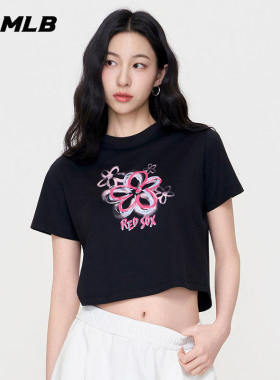 26夏季新品MLB短袖女款潮流百搭花卉印花凉感短款T恤3FTSF0163