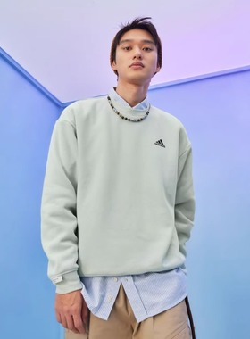 Adidas阿迪达斯卫衣男女款情侣加绒保暖宽松运动休闲上衣IV7599