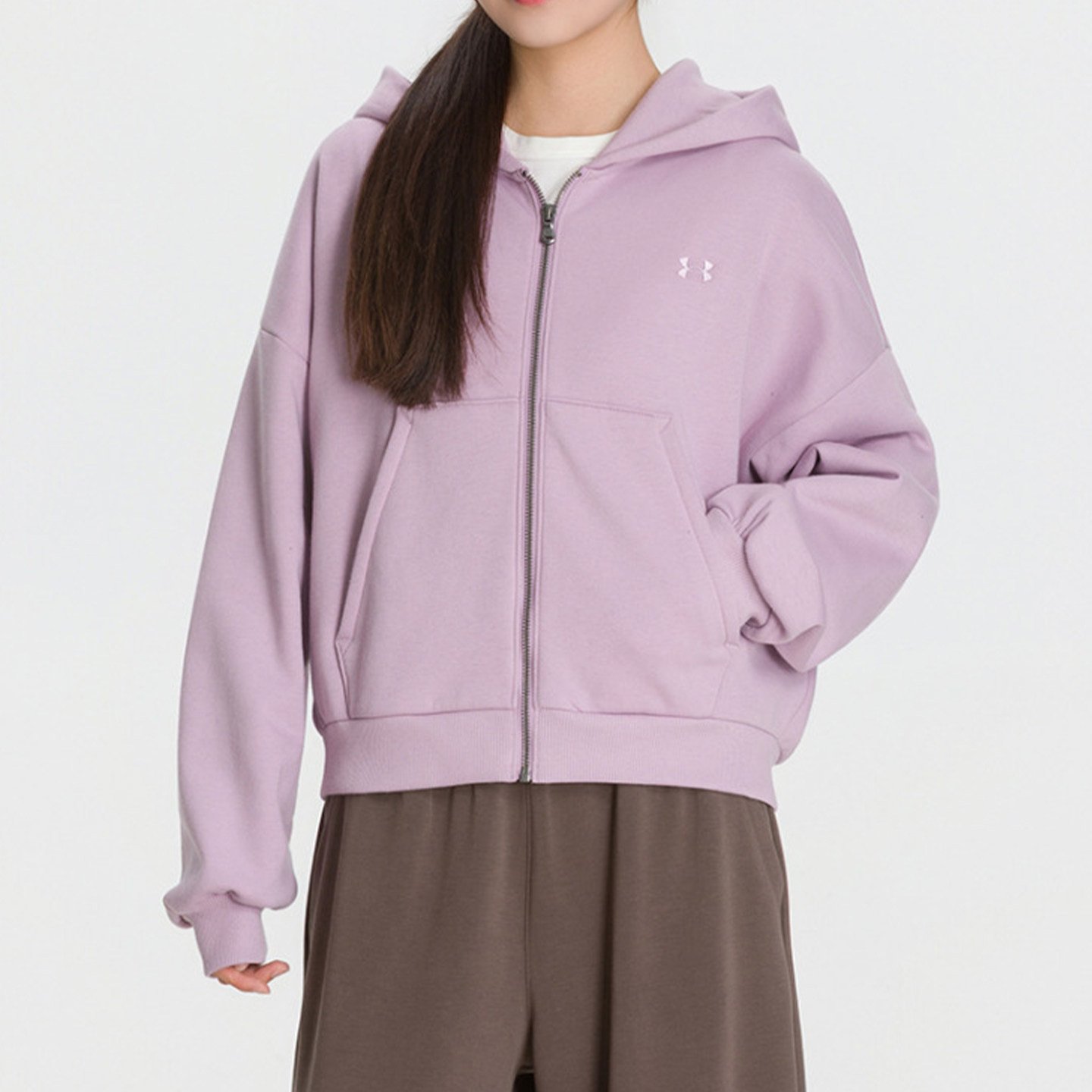 安德玛UA女秋冬连帽运动夹克