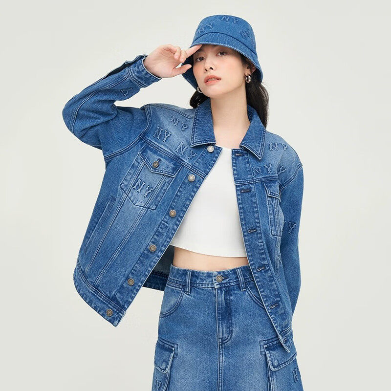 MLB男女款复古潮流休闲牛仔外套