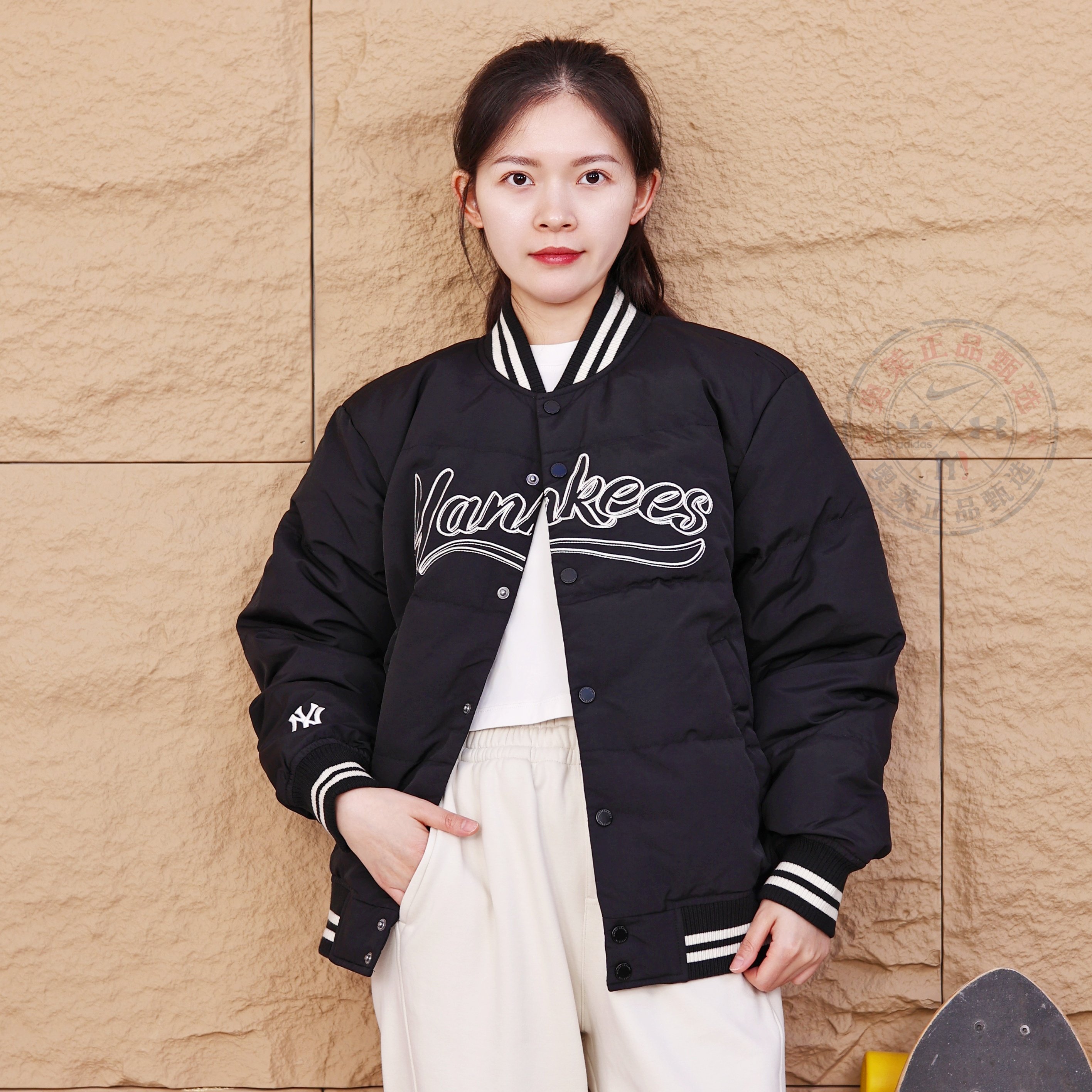 MLB羽绒服男女25秋冬新款NY情侣潮流保暖羽绒服棉服3ADJV0256