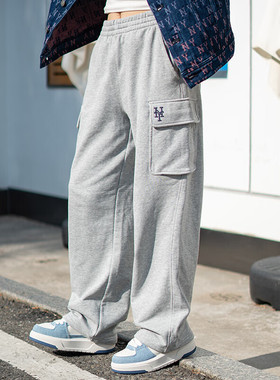 MLB运动裤男女同款简约潮流百搭舒适透气宽松休闲裤长裤3APTB0944