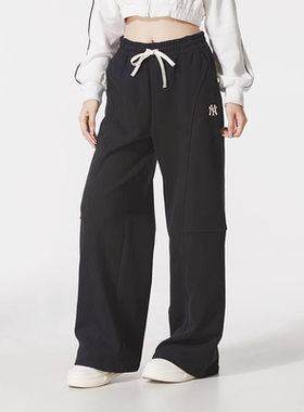 MLB长裤女子25秋冬新款NY刺绣小标运动加绒阔腿休闲裤3FPTB1656