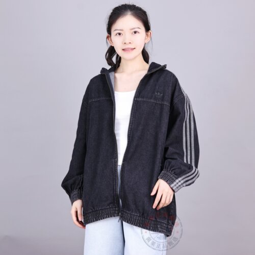 阿迪达斯女子运动牛仔夹克外套