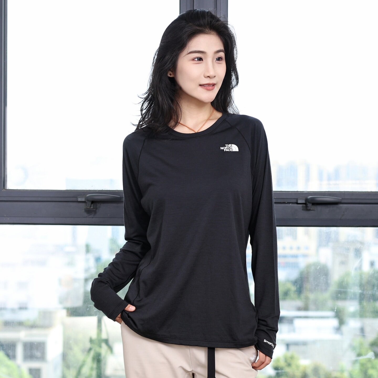 北面女士美利奴羊毛长袖T恤