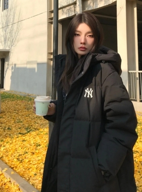 MLB长款羽绒服男女情侣秋冬鹅绒防泼水防风保暖羽绒服3ADJB2146