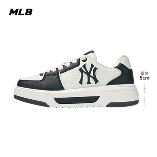 3ASXM075N 男女情侣印刻老花厚底增高运动休闲学长鞋 25新款 MLB板鞋