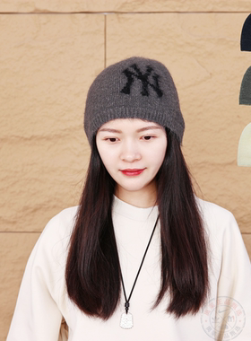 MLB帽子男女25秋冬情侣NY大标含羊毛保暖毛线帽针织帽3ABNB0956