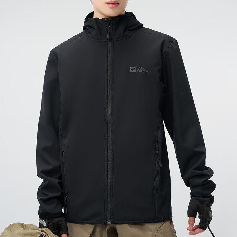 Jack Wolfskin狼爪软壳衣男秋冬户外运动防风连帽外套1307471