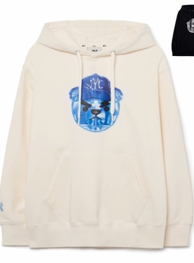 MLB卫衣男女纯棉NY卡通可爱皱眉熊运动休闲连帽套头衫3AHDE0131