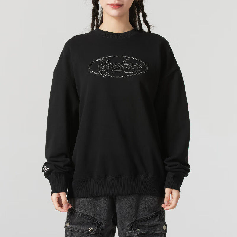 MLB情侣卫衣25新款NY男女学院风舒适透气圆领长袖打底衫3AMTV0551